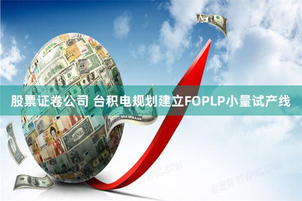 股票证卷公司 台积电规划建立FOPLP小量试产线