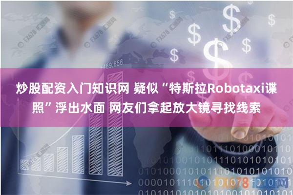 炒股配资入门知识网 疑似“特斯拉Robotaxi谍照”浮出水面 网友们拿起放大镜寻找线索